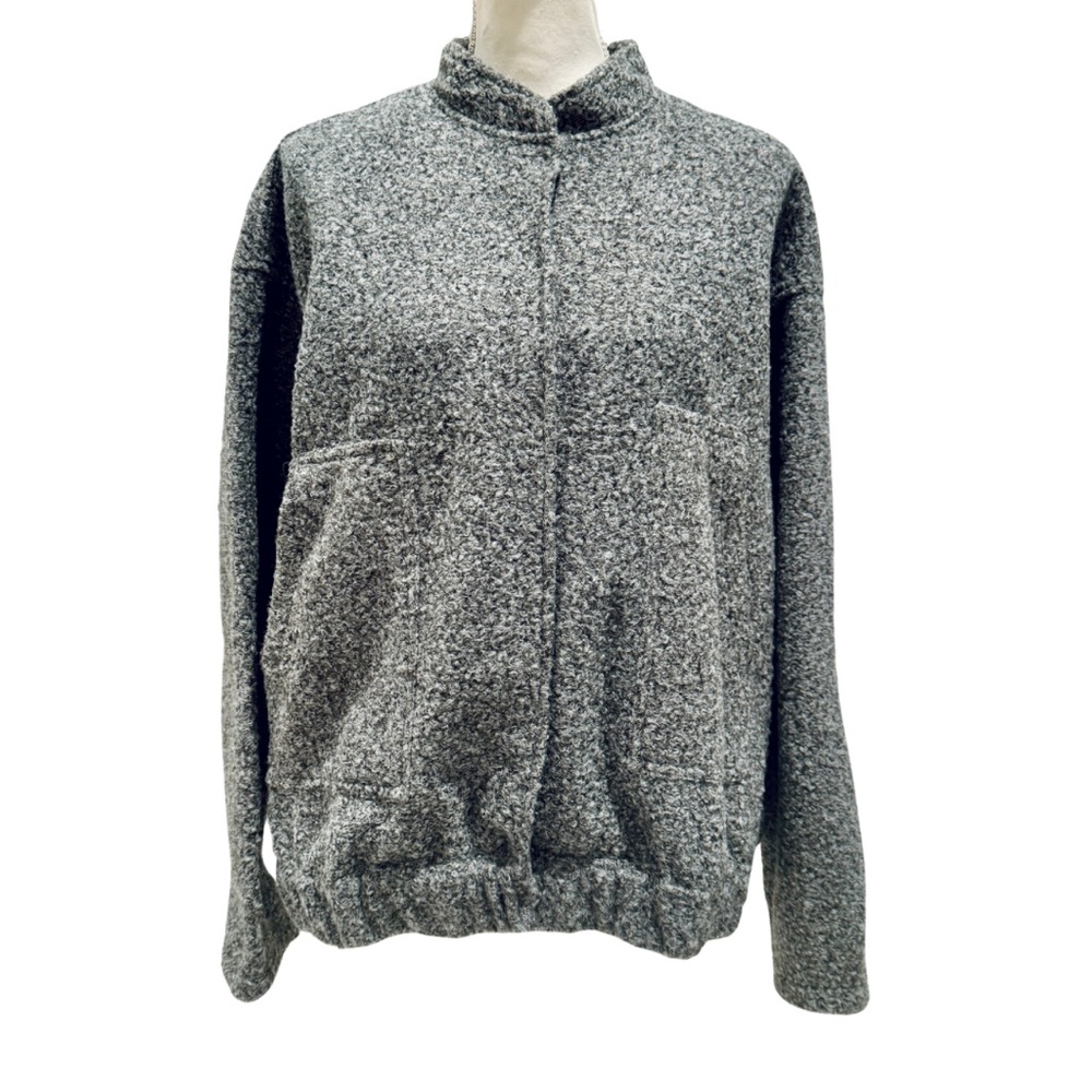 NWOT Women’s Oversized Bomber Jacket | Dark Gray Button Down + Pockets (L) - Picture 5 of 14
